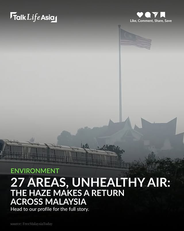 Living in Selangor or Johor? 🌫️ Several areas are recording unhealthy air quality as haze returns a