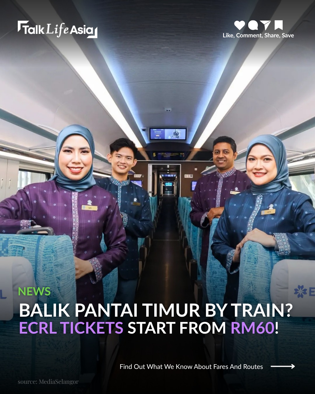 🚆 ECRL fares revealed! Gombak to Kota Bharu starts at RM125, while selected routes start from RM60 