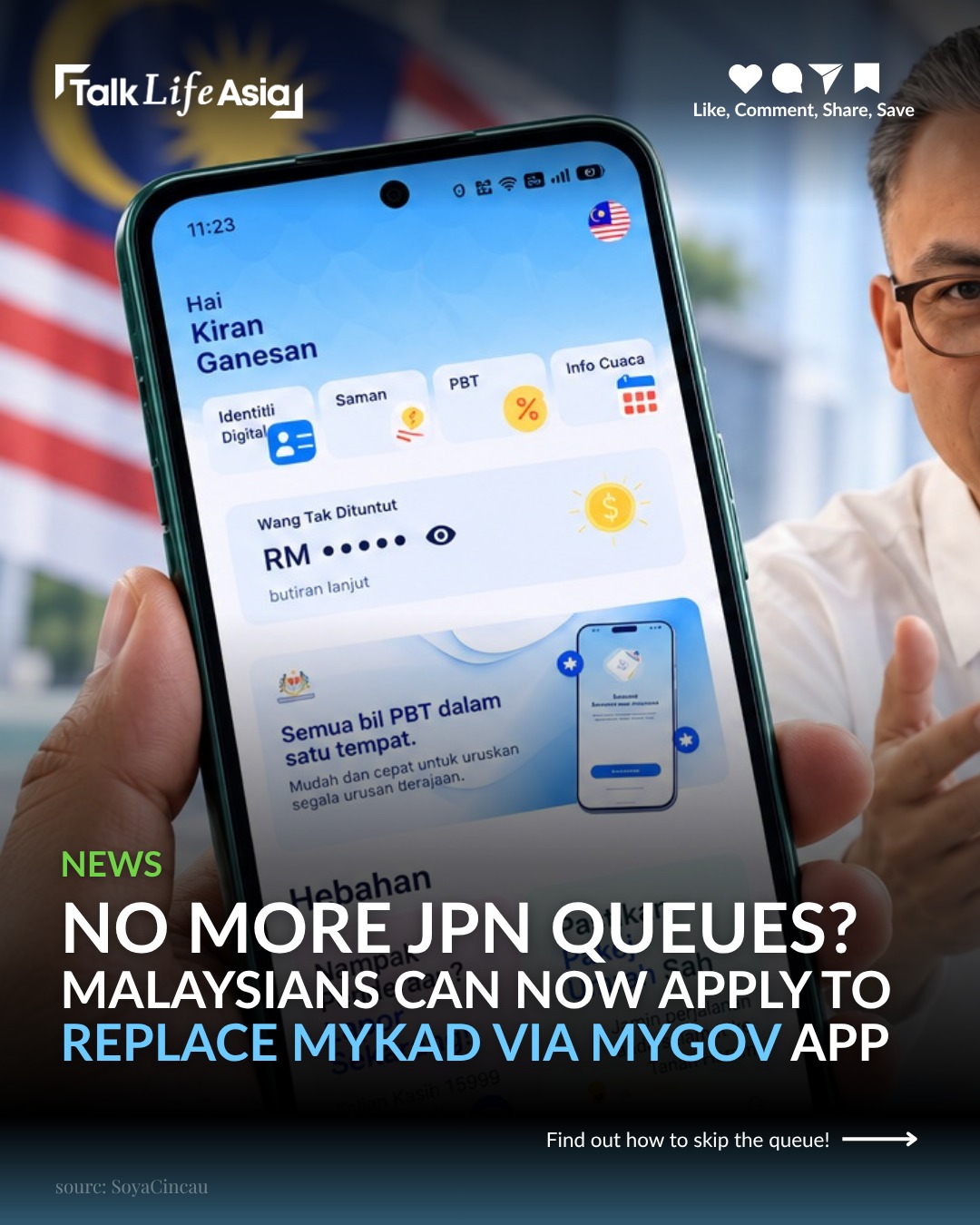 Need to replace your MyKad? You might not need to queue at JPN anymore! 👀📱

With the MyGOV app, yo