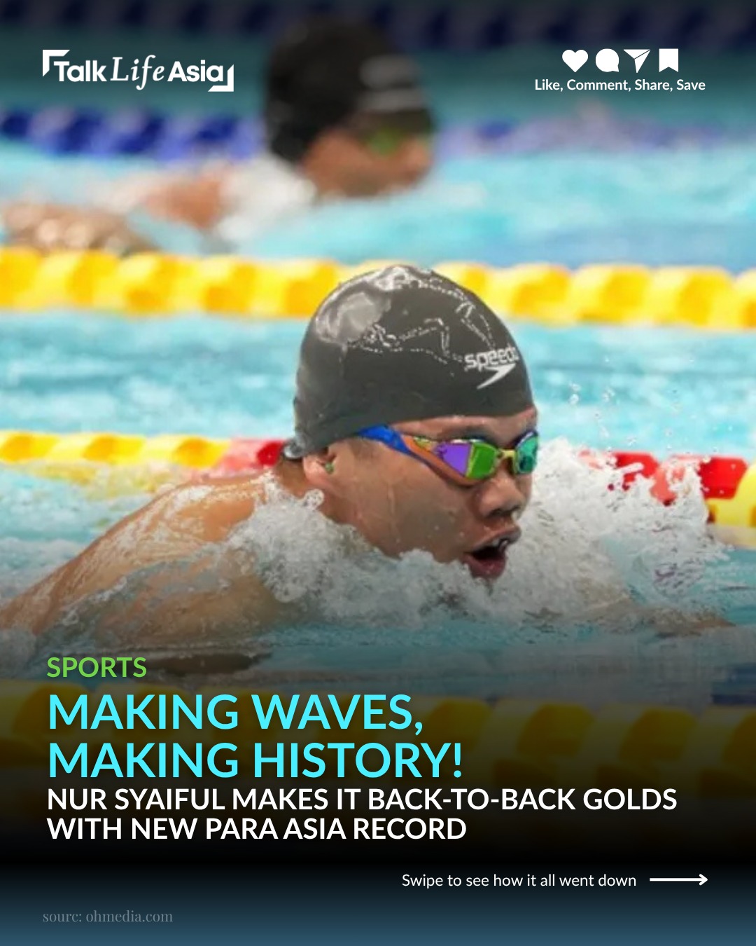 Gold again, record broken AGAIN! 🥇

Malaysia’s Nur Syaiful has defended his 100m breaststroke gold 
