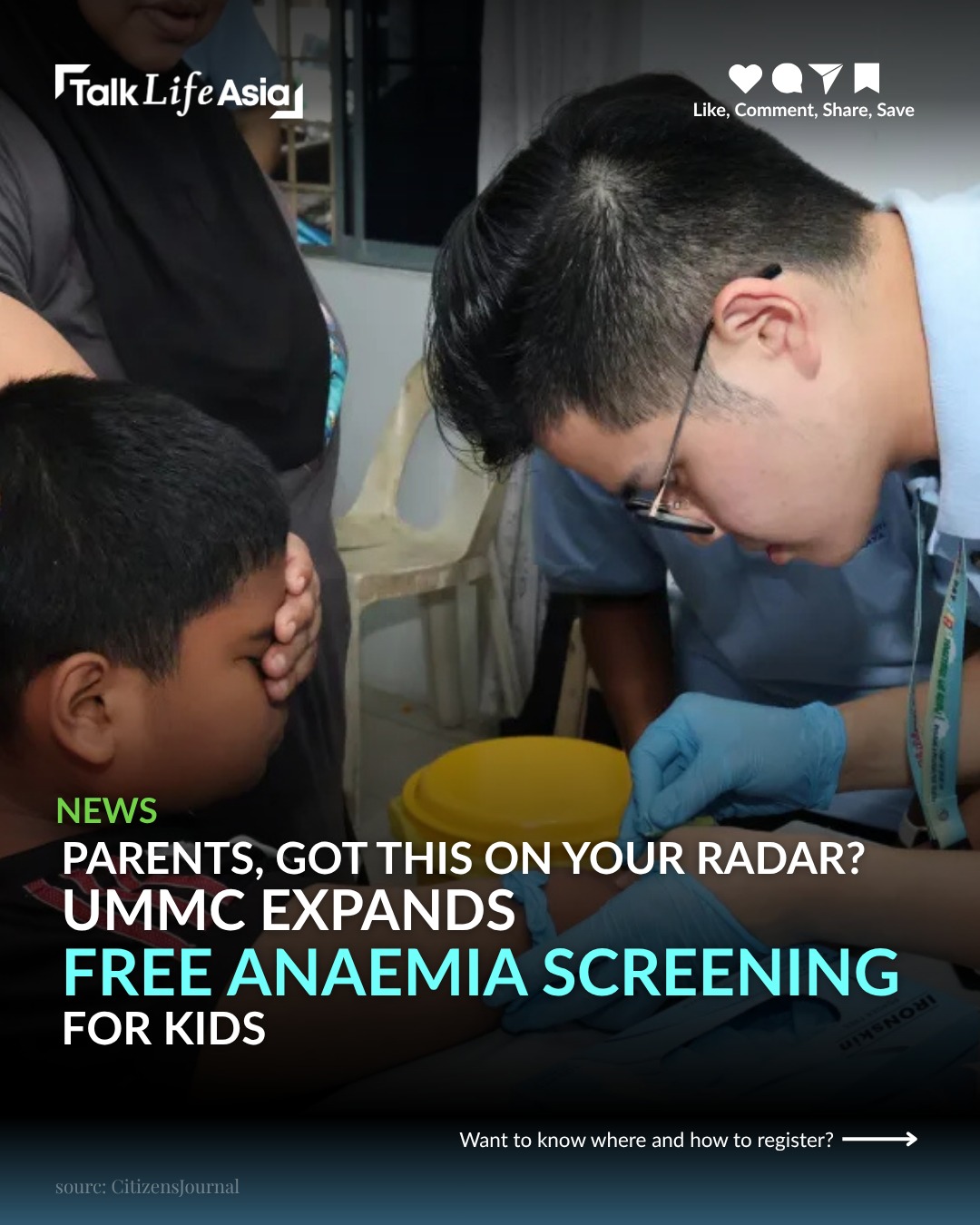 Mak ayah, take note! 📣 UMMC is expanding free anaemia screening for eligible children aged 7 to und