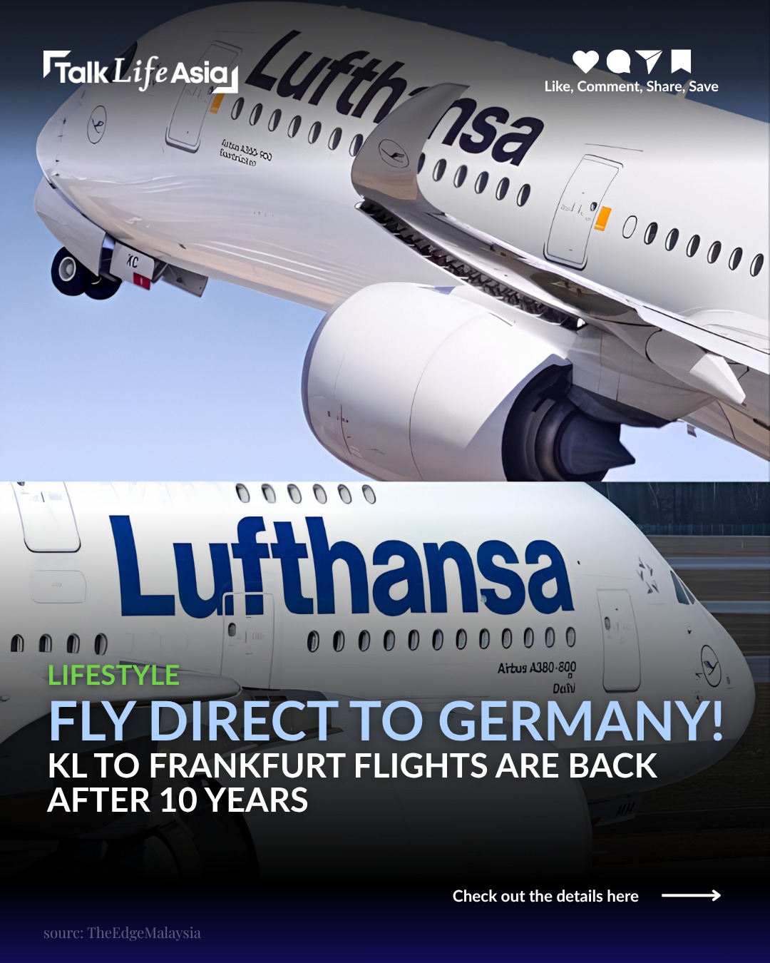Good news for travel lovers! 🧳

Lufthansa is finally back with direct flights from KL to Frankfurt.