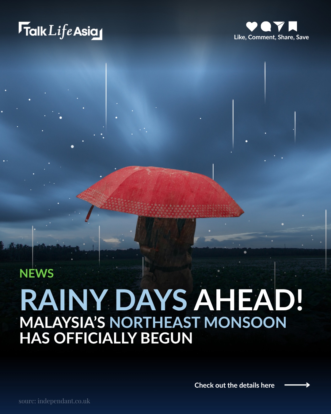 Umbrella season is officially back, Malaysia! ☔

The Northeast Monsoon has begun, with the season ex