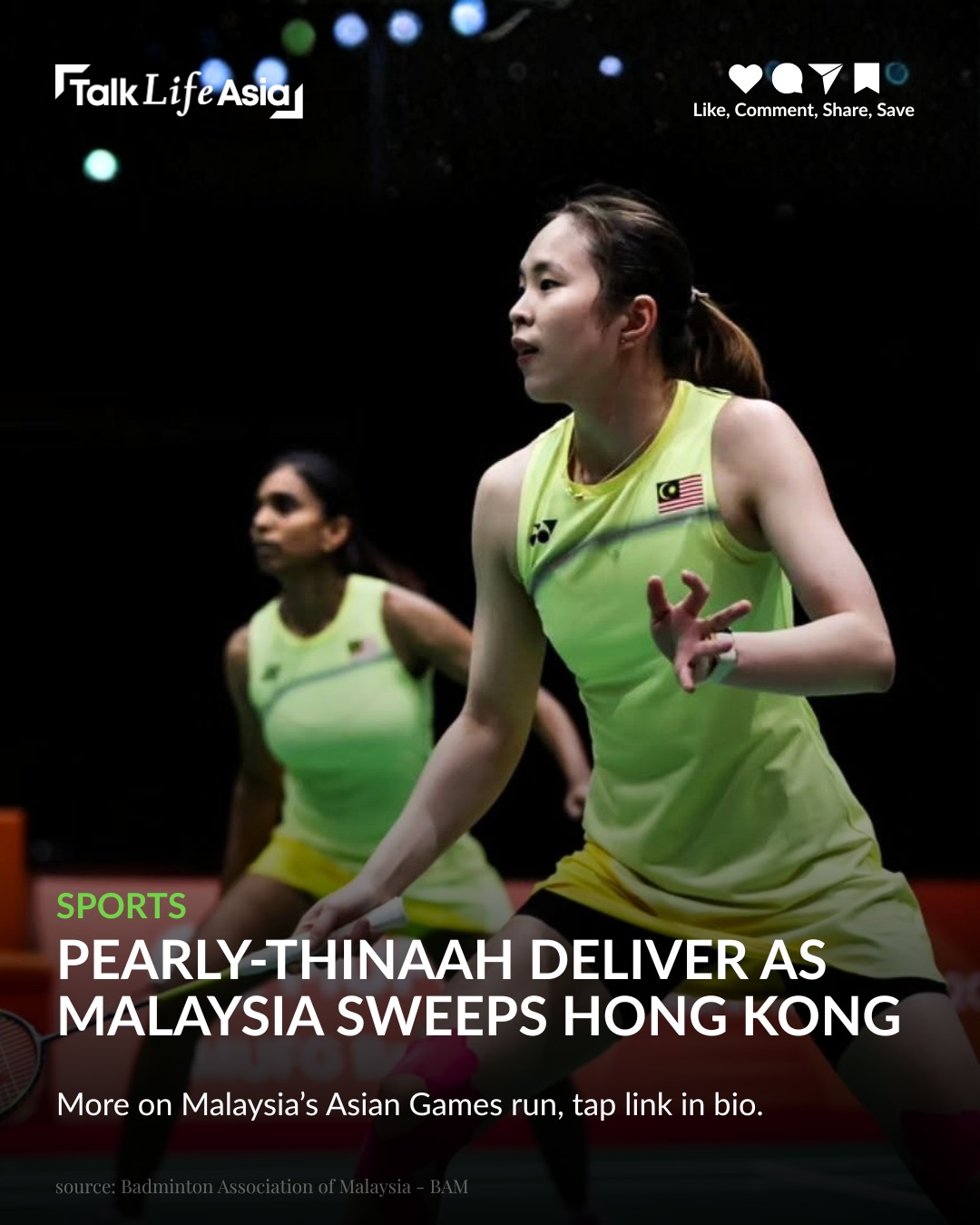 What a start! 

Malaysia swept Hong Kong 3-0 in the Asian Games women’s team badminton event, with P