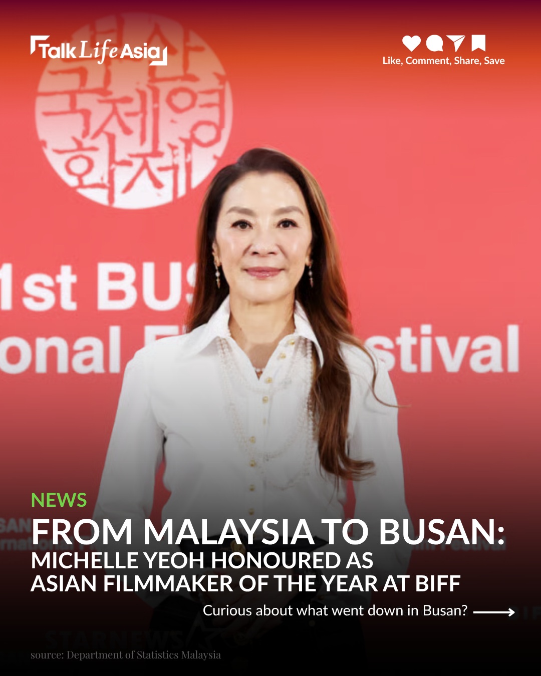 From Malaysia to Busan, Michelle Yeoh is still making waves. ✨

The Oscar-winning star has been name