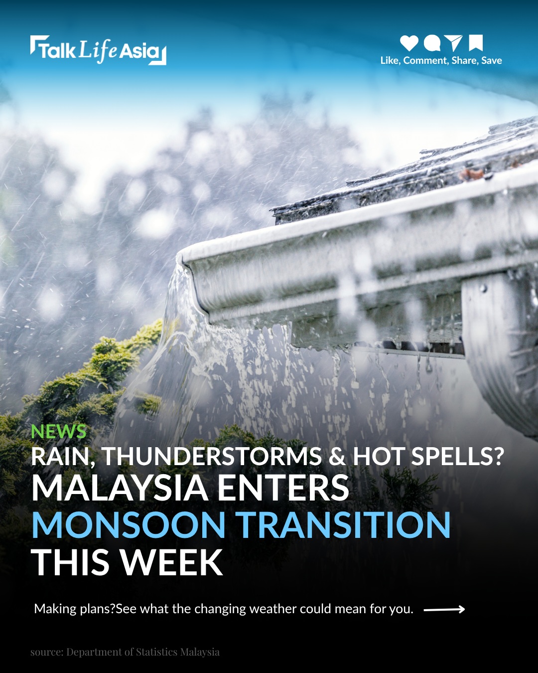 Sunny in the morning, thunderstorm by evening? 🌦️ Malaysia is entering the monsoon transition phase