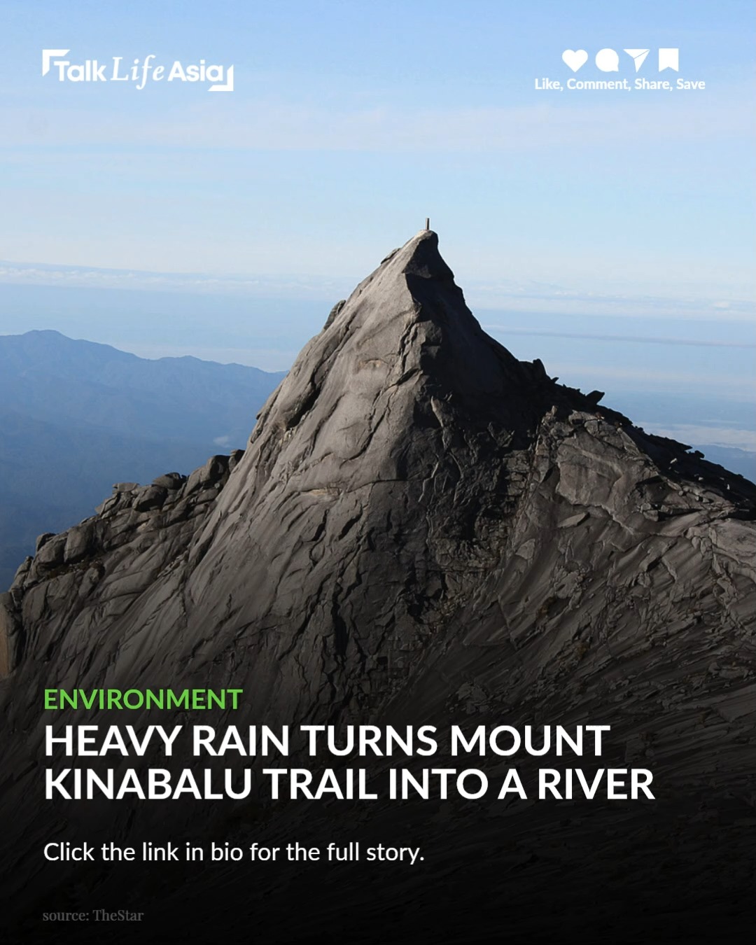 Heavy rain turned parts of Mount Kinabalu’s trail into a rushing stream. 🌧️ 

Hikers were seen care