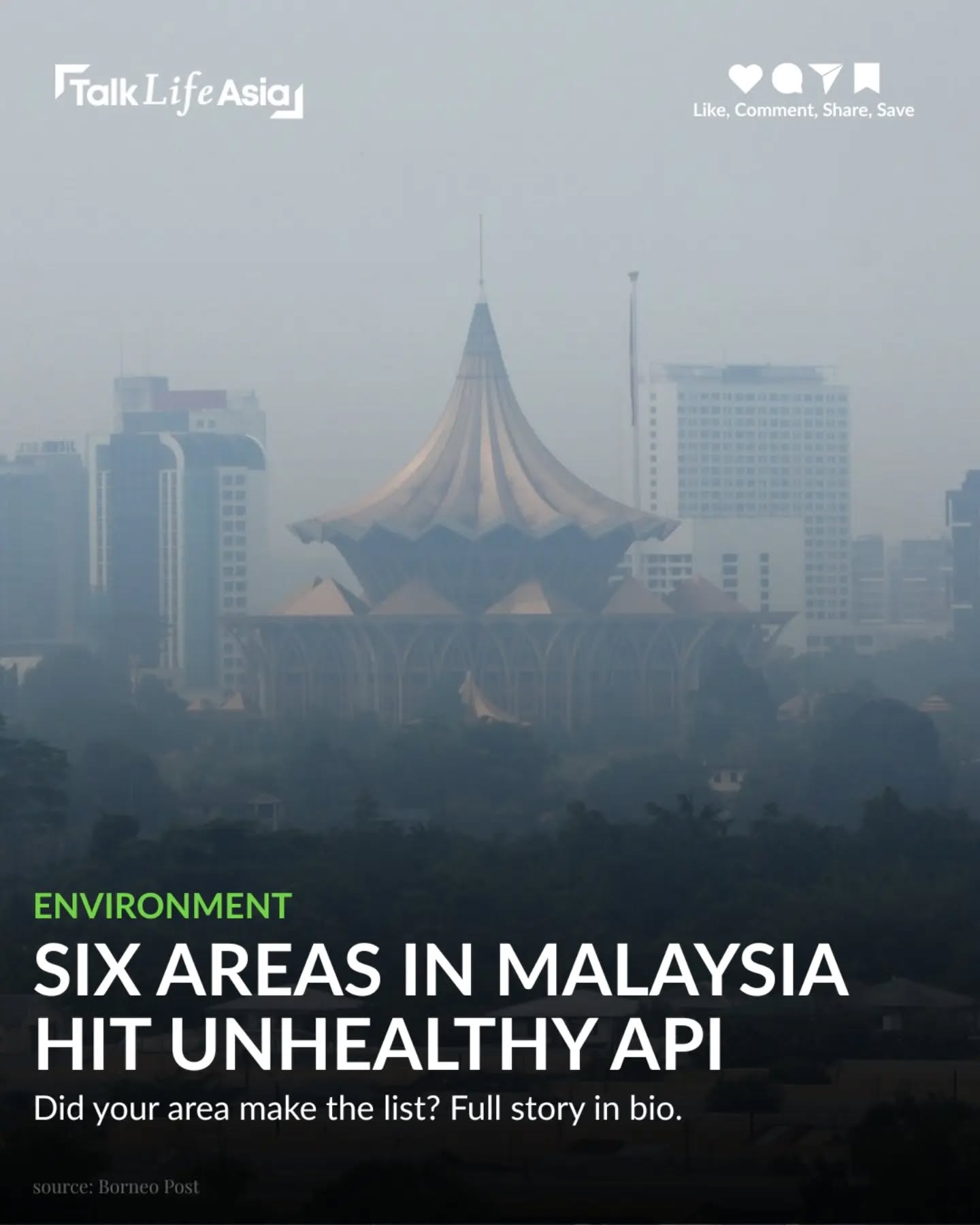 Haze alert, Malaysians! Six areas nationwide have recorded unhealthy Air Pollutant Index (API) readi